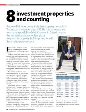 8 investment properties and counting, Canadian Real Estate Wealth, September 2012, article page